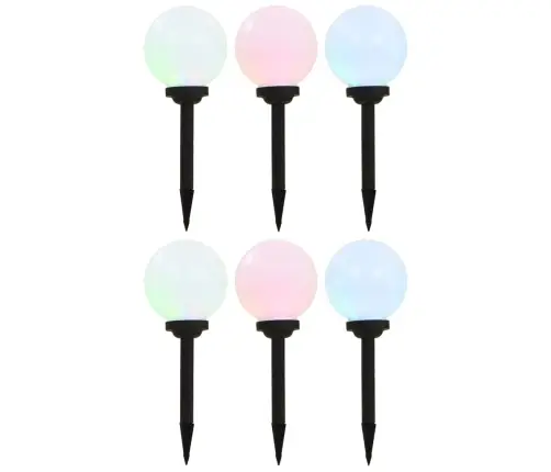 Õue Päikeselambid, 6 Tk, Led, Kerakujuline 20 Cm Rgb
