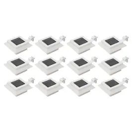 Āra Solārās Lampas, 12 Gab., Led, Kvadrāta Forma, 12 Cm, Baltas Vidaxl