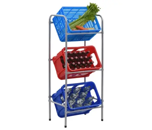 Lentyna 3 Dėžėms, Sidabrinės Spalvos, 50X33X116cm Plienas