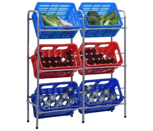 Lentyna 6 Dėžėms, Sidabrinės Spalvos, 96X33X116cm Plienas