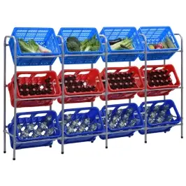 Uzglabāšanas Plaukts 12 Kastēm, Sudraba Krāsa, 190X33X116 Cm Vidaxl