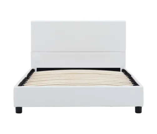 Voodiraam, Valge, Kunstnahast, 100 X 200 Cm