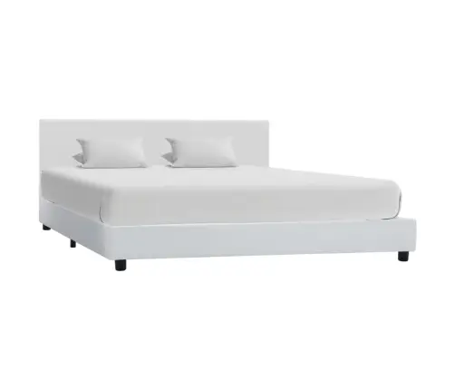 Gultas Rāmis, Balta Mākslīgā Āda, 140X200 Cm Vidaxl