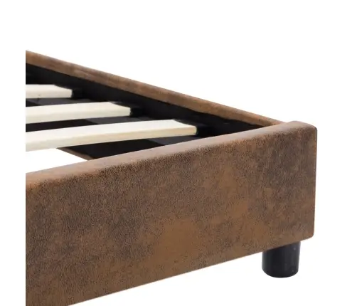 Lovos Rėmas, Rudos Spalvos, 90X200 cm Dirbtinė Versta Oda