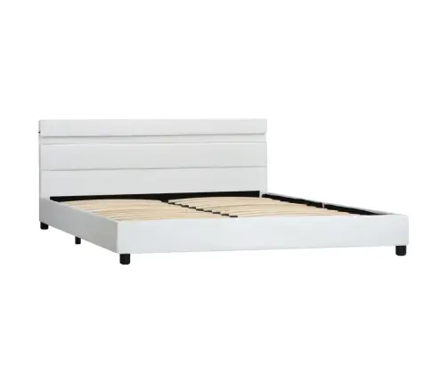 Gultas Rāmis Ar Led, Balta Mākslīgā Āda, 120X200 Cm Vidaxl