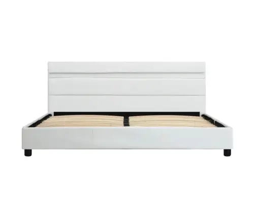 Gultas Rāmis Ar Led, Balta Mākslīgā Āda, 120X200 Cm Vidaxl