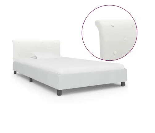 Gultas Rāmis, Balta Mākslīgā Āda, 90X200 Cm Vidaxl