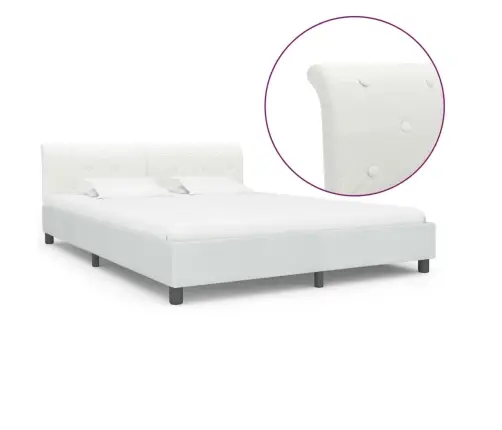 Gultas Rāmis, Balta Mākslīgā Āda, 160X200 Cm Vidaxl