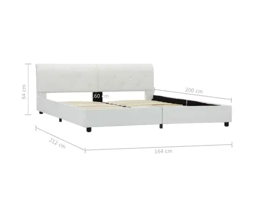 Gultas Rāmis, Balta Mākslīgā Āda, 160X200 Cm Vidaxl