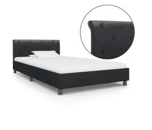 Lovos Rėmas, Juodas, 100X200cm Dirbtinė Oda