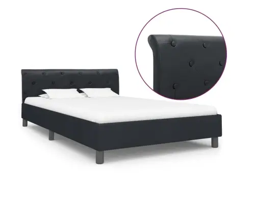 Gultas Rāmis, Melns Mākslīgā Āda, 120X200 Cm Vidaxl