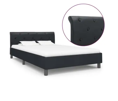 Gultas Rāmis, Melns Mākslīgā Āda, 140X200 Cm Vidaxl