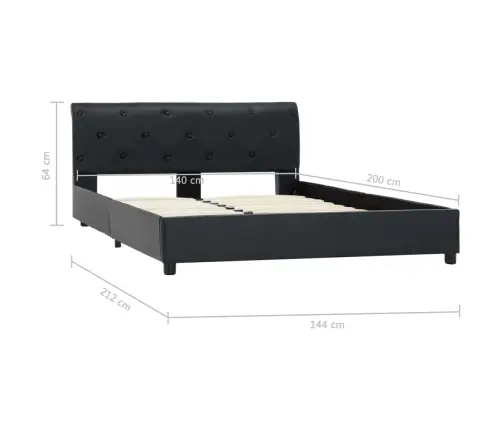 Gultas Rāmis, Melns Mākslīgā Āda, 140X200 Cm Vidaxl
