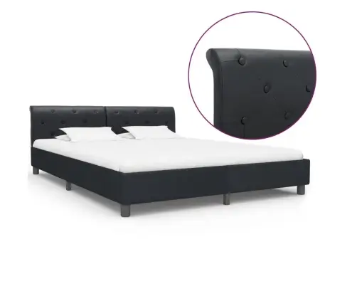 Gultas Rāmis, Melns Mākslīgā Āda, 160X200 Cm Vidaxl