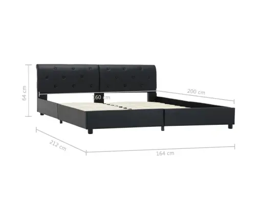 Gultas Rāmis, Melns Mākslīgā Āda, 160X200 Cm Vidaxl