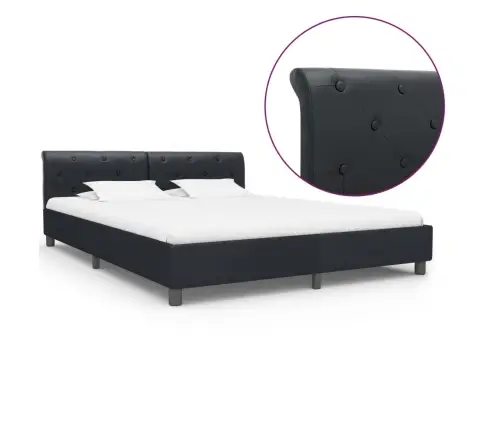 Gultas Rāmis, Melns Mākslīgā Āda, 180X200 Cm Vidaxl