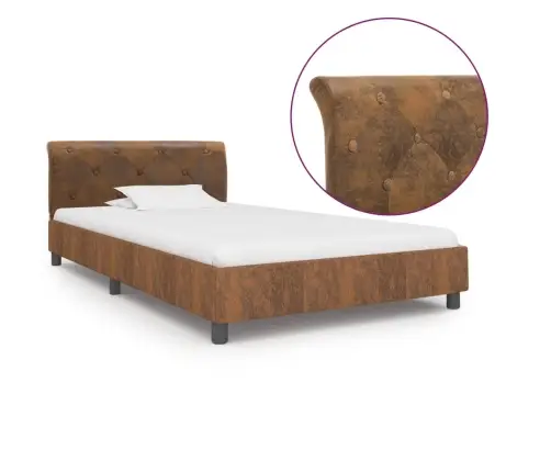 Voodiraam, Pruun, Kunstseemisnahast, 100 X 200 Cm