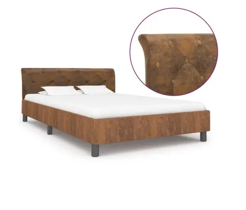 Voodiraam, Pruun, Kunstseemisnahast, 120 X 200 Cm