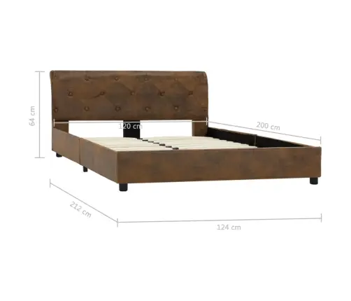 Voodiraam, Pruun, Kunstseemisnahast, 120 X 200 Cm