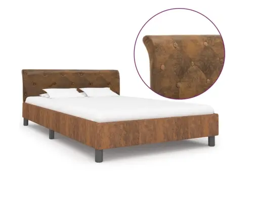 Gultas Rāmis, Brūna Mākslīgā Zamšāda, 140X200 Cm Vidaxl