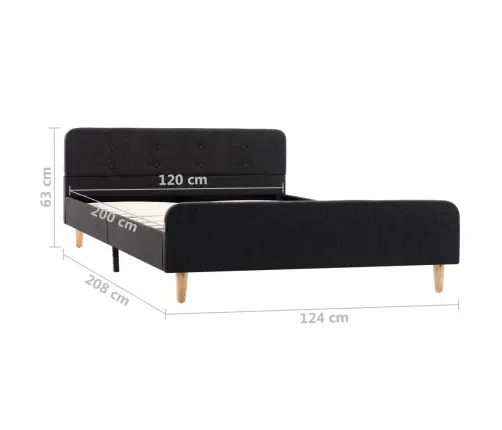 Voodiraam, Tumehallist Lõuendist, 120 X 200 Cm