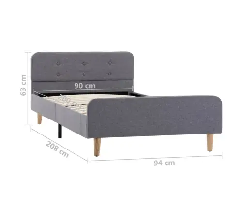 Gultas Rāmis, Gaiši Pelēks, 90X200 Cm, Audums Vidaxl