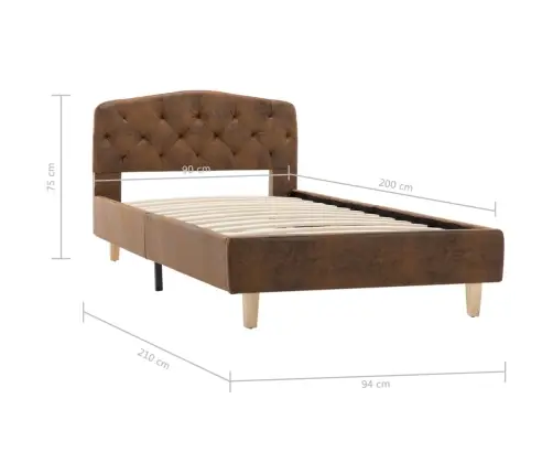 Voodiraam Ilma Madratsita Pruun Kunstseemisnahast 90 X 200 Cm