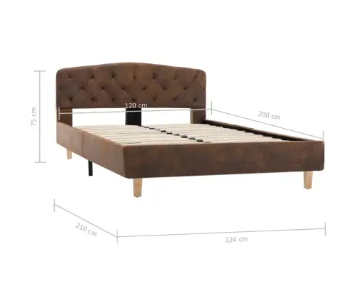 Voodiraam, Pruun, Kunstseemisnahast, 120 X 200 Cm