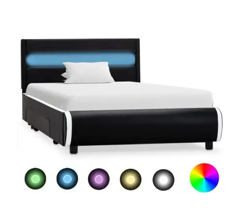 Voodiraam Lediga, Must, Kunstnahast, 100 X 200 Cm