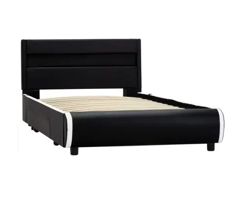 Voodiraam Lediga, Must, Kunstnahast, 100 X 200 Cm