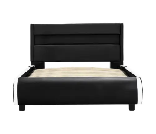 Voodiraam Lediga, Must, Kunstnahast, 100 X 200 Cm