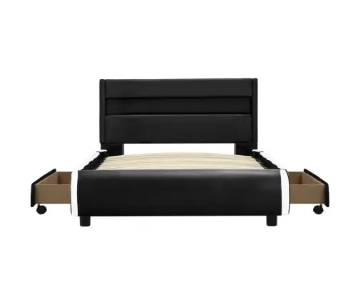 Voodiraam Lediga, Must, Kunstnahast, 100 X 200 Cm