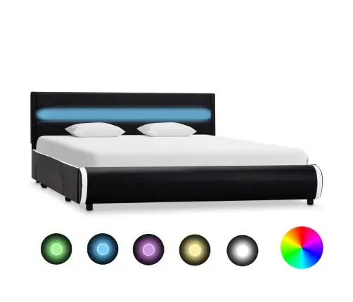 Voodiraam Lediga Must Kunstnahast 140 X 200 Cm