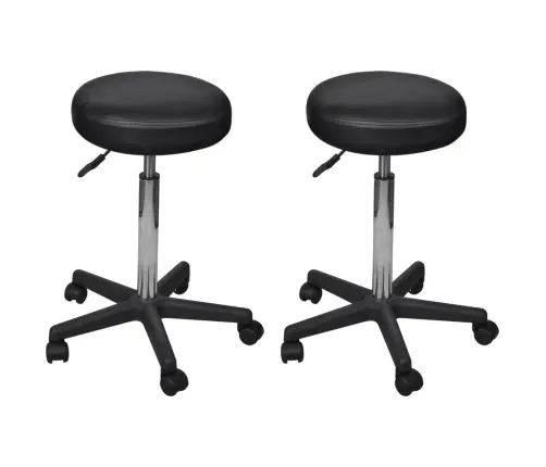 Biuro Taburetės, 2Vnt., Juodos, 35,5X84 cm Dirbtinė Oda