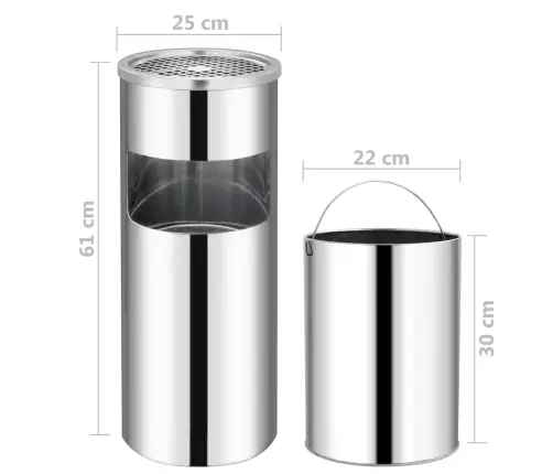 Tuhatoos-Prügikast 30 L, Roostevaba Teras