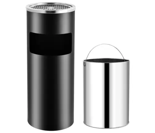 Atkritumu Tvertne Ar Pelnu Trauku, Melna, 30 L, Tērauds Vidaxl