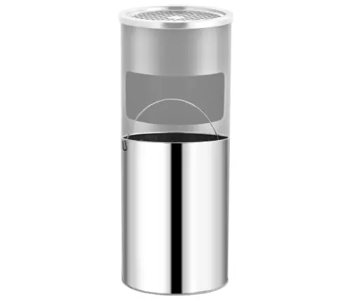 Atkritumu Tvertne Ar Pelnu Trauku, Pelēka, 30 L, Tērauds Vidaxl