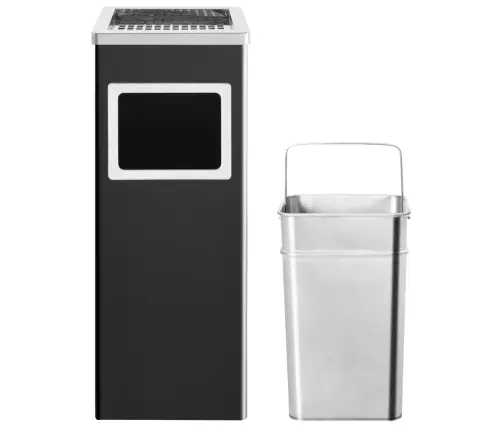 Atkritumu Tvertne Ar Pelnu Trauku, 36 L, Tērauds, Melna Vidaxl