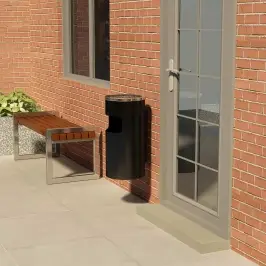 Sienas Atkritumu Tvertne Ar Pelnu Trauku, 26 L, Tērauds, Melna Vidaxl