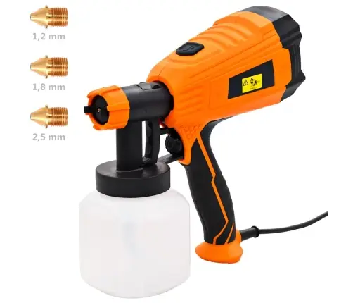 Elektriskais Krāsas Izsmidzinātājs, 3 Uzgaļi, 500 W, 800 Ml Vidaxl