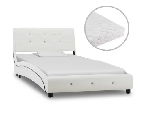 Lova Su Čiužiniu, Baltos Sp., 90X200cm Dirbtinė Oda