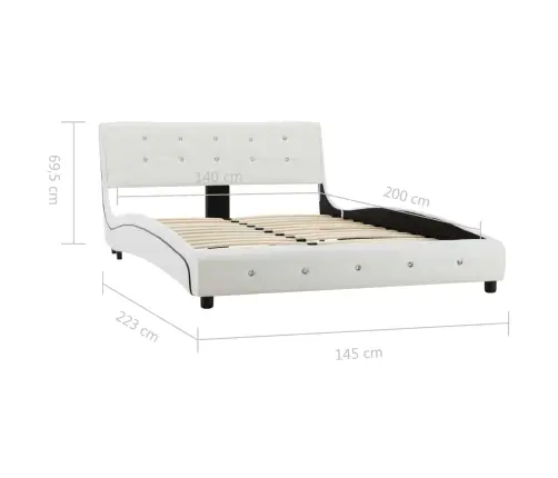 Gulta Ar Matraci, Balta, 140X200 Cm, Mākslīgā Āda Vidaxl