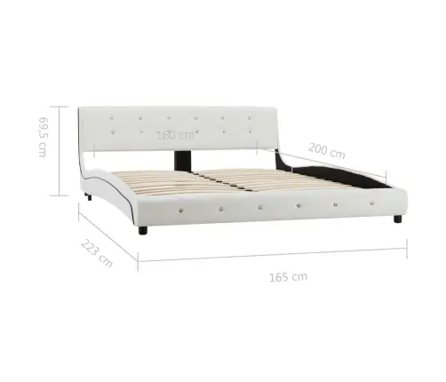 Voodi Madratsiga, Valge, Kunstnahk 160 X 200 Cm Voodi Madratsiga, Valge, Kunstnahk 160 X 200 Cm