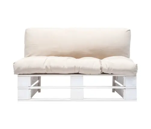 Sodo Sofa Iš Palečių Su Smėlio Pagalvėlėmis, Pušies Mediena