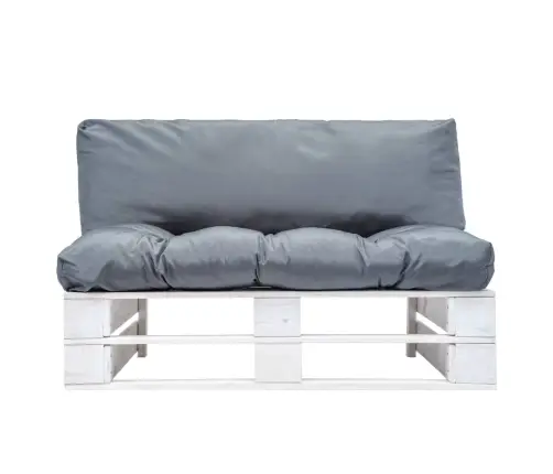 Dārza Palešu Dīvāns Ar Pelēkiem Matračiem, Priedes Koks Vidaxl