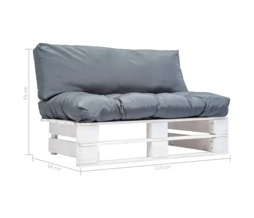 Dārza Palešu Dīvāns Ar Pelēkiem Matračiem, Priedes Koks Vidaxl