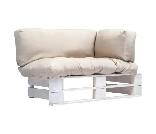 Dārza Palešu Dīvāns Ar Smilškrāsas Matračiem, Priedes Koks Vidaxl