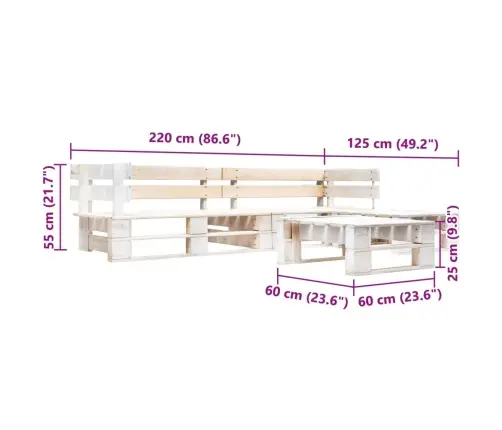 4-Osaline Kaubaalustest Aiamööbel, Puit, Valge