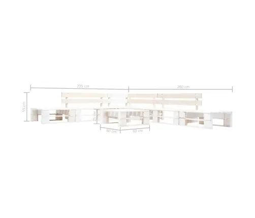 Sodo Komplektas Iš Palečių, 6 Dalių, Baltos Spalvos, Mediena