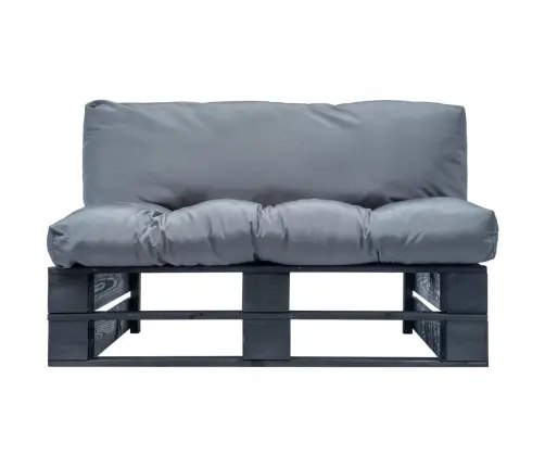 Dārza Palešu Dīvāns Ar Pelēkiem Matračiem, Priedes Koks Vidaxl